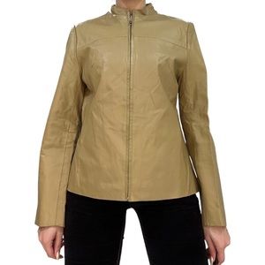 Minimalist beige leather jacket